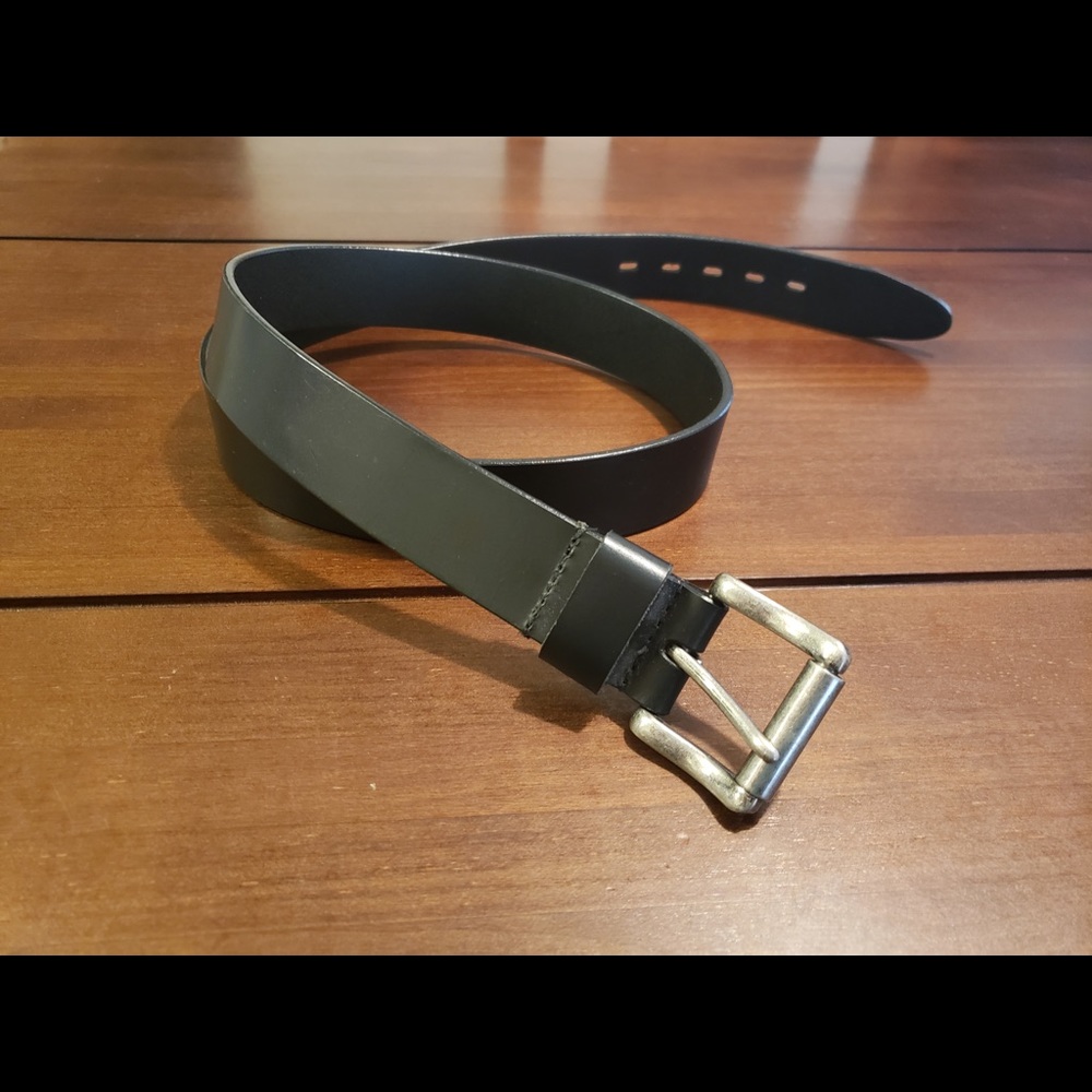 Men’s Leather Belt Black w/Silver Buckle Size 42